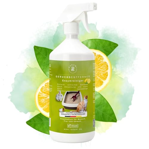 Geruchsentferner Geruchsvernichter 1000 ml Enzymreiniger gegen schlechte Gerüche wie Katzenurin/Hundeurin für Käfige/Zwinger/Tiertoiletten von Radami