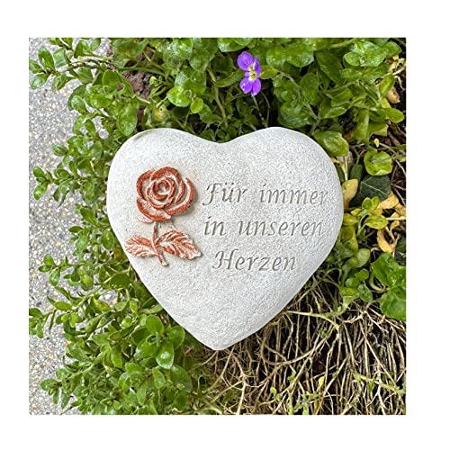 Grabherz Grabschmuck Grab Herz Spruch - Für Immer in unseren Herzen - ca.500g Rose Rost von Radami