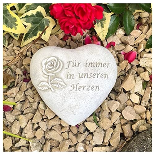 Radami Grabherz Grabschmuck Grab Herz Spruch - Für Immer in unseren Herzen - ca.500g von Radami