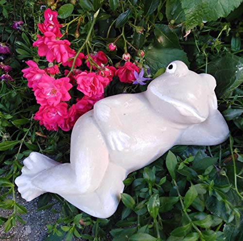 Radami Frosch Gartenfigur Garten Figur Steinguss Steinfigur Gartendekoration liegend von Radami
