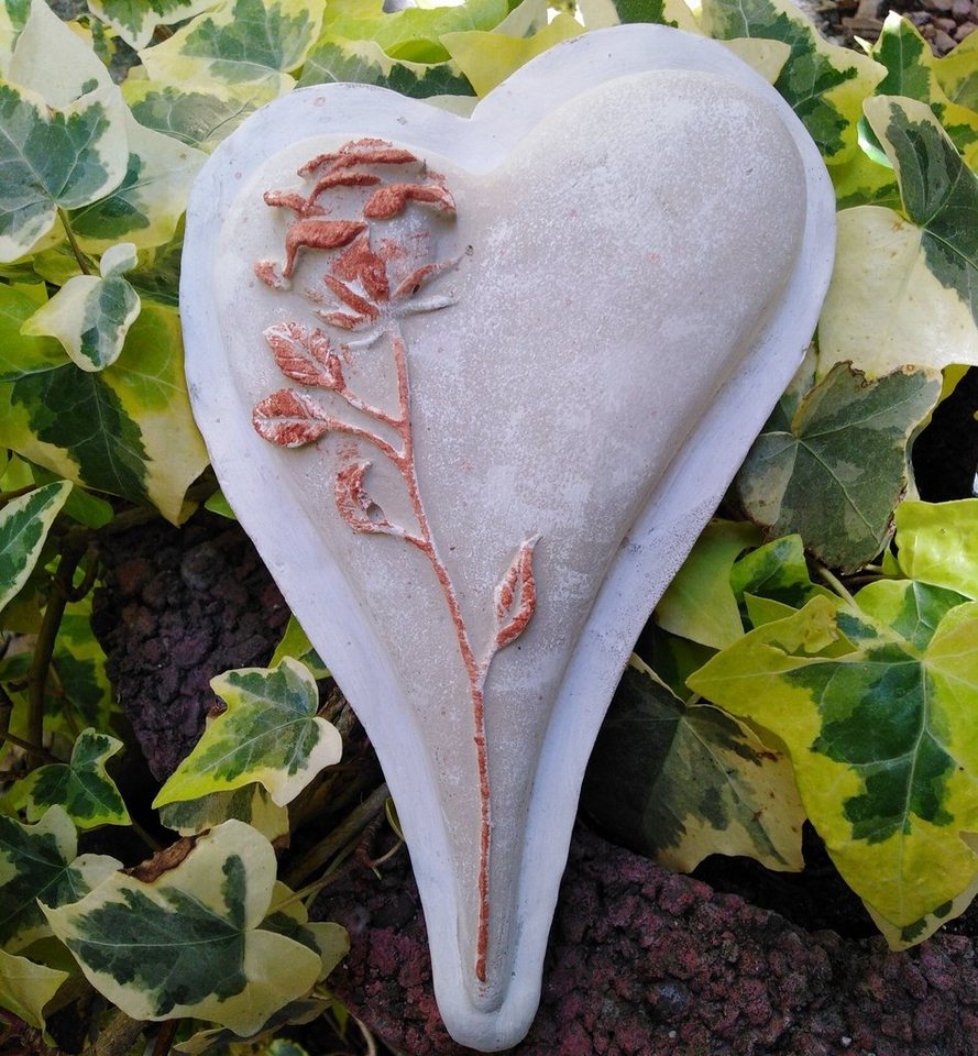 Radami Gartenfigur 3D Grabherz Herz m. Rose Trauerherz Weiß asym. Radami Gartenfigur 3D Grabherz Herz m. Rose Trauerherz Weiß asym. von Radami
