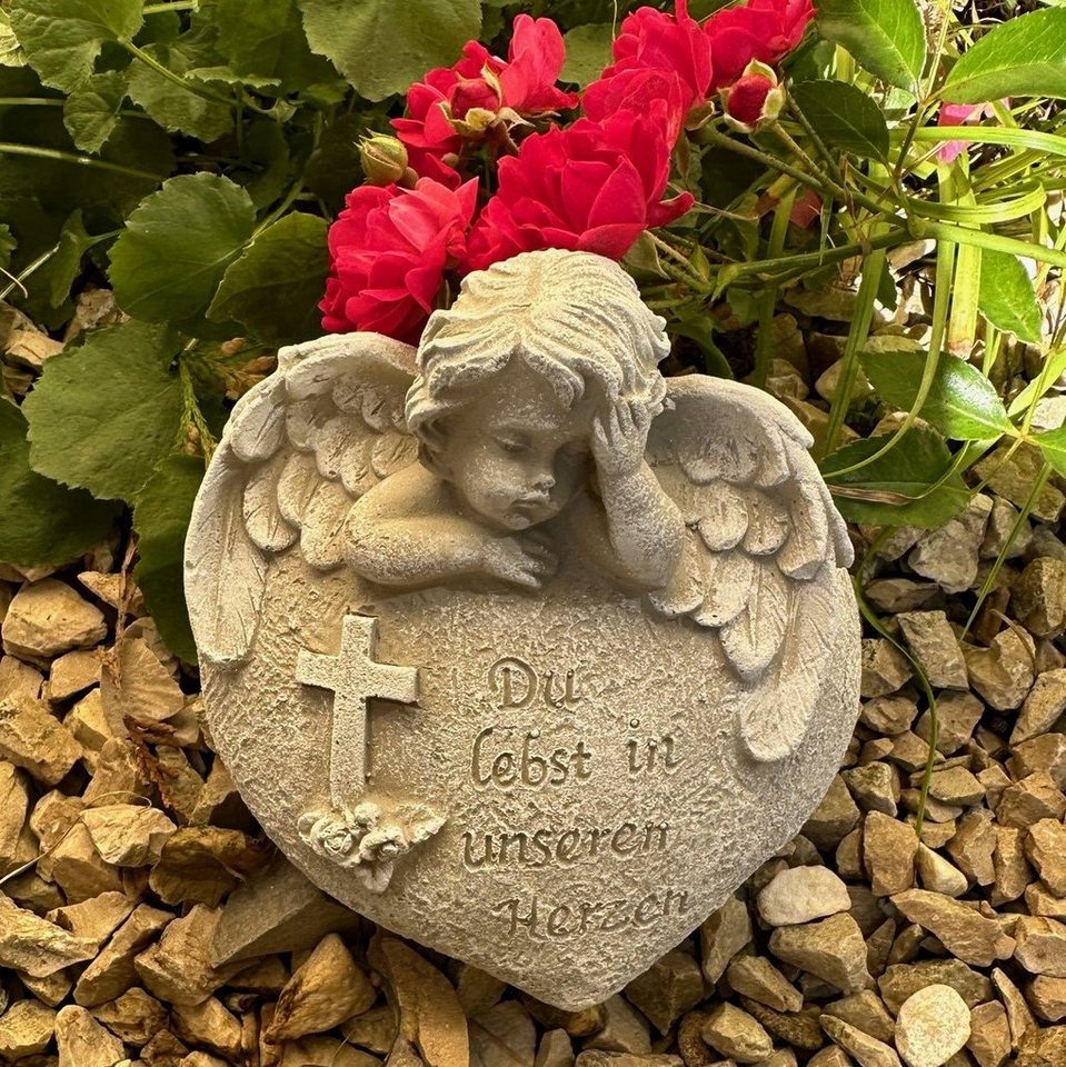 Radami Gartenfigur Engel Grabengel Grabherz Grabschmuck Grabdeko - Du lebst in unseren Radami Gartenfigur Engel Grabengel Grabherz Grabschmuck Grabdeko - Du lebst in unseren von Radami
