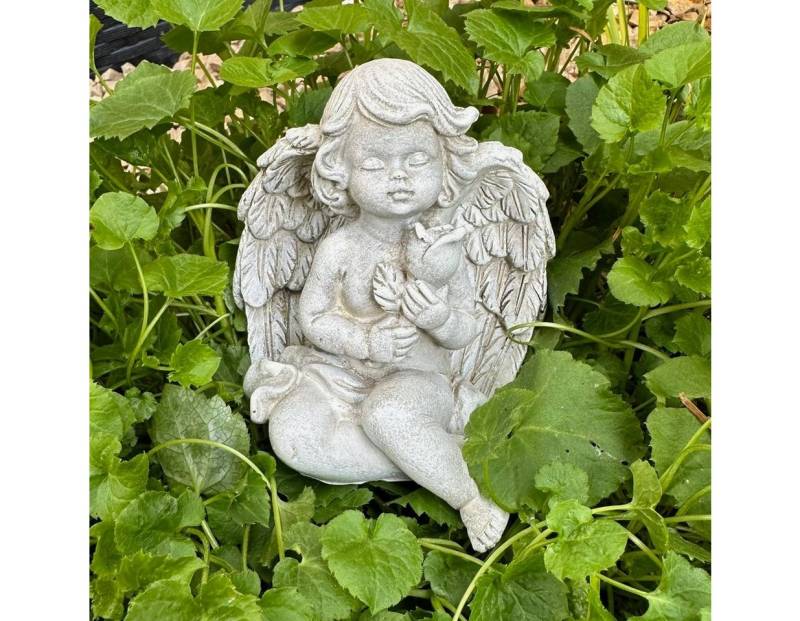 Radami Gartenfigur Grabengel Engel Grabschmuck Schutzengel mit Rose im Arm von Radami