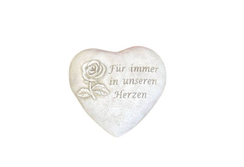 Radami Gartenfigur Grabherz Grabschmuck Grab Herz Spruch - Für immer in unseren Herzen - von Radami