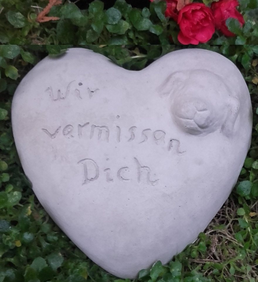 Radami Gartenfigur Grabherz Hund mit Spruch Wir vermissen Dich"" von Radami