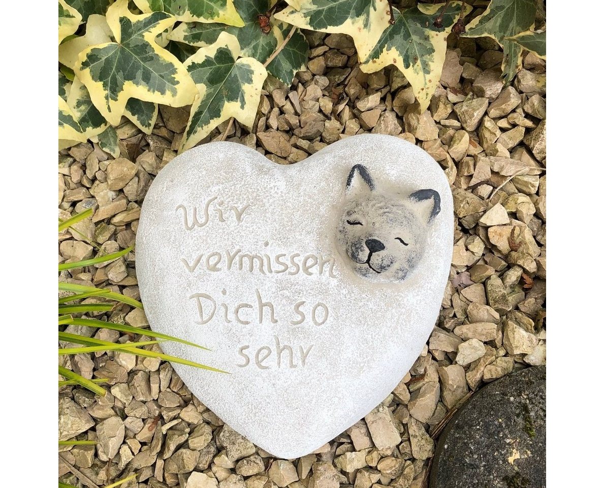 Radami Gartenfigur Grabherz Katze Spruch Wir vermissen Dich so sehr"" von Radami