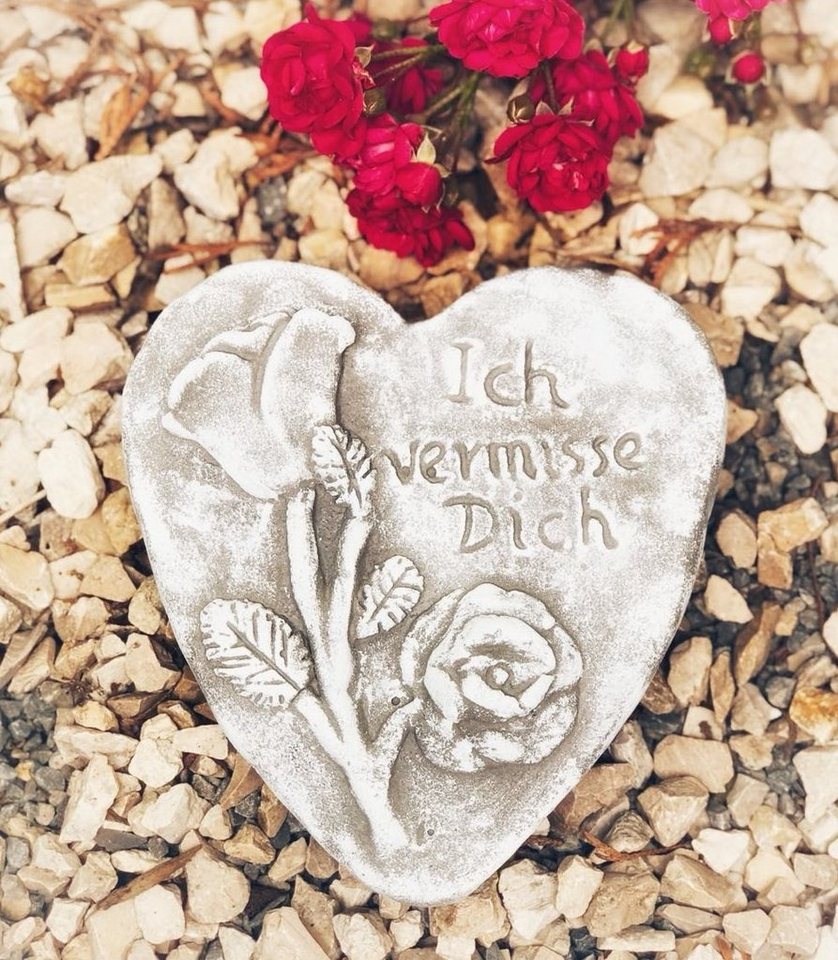 Radami Gartenfigur Grabherz Spruch "Ich vermisse Dich" Steinguss hell Radami Gartenfigur Grabherz Spruch "Ich vermisse Dich" Steinguss hell von Radami
