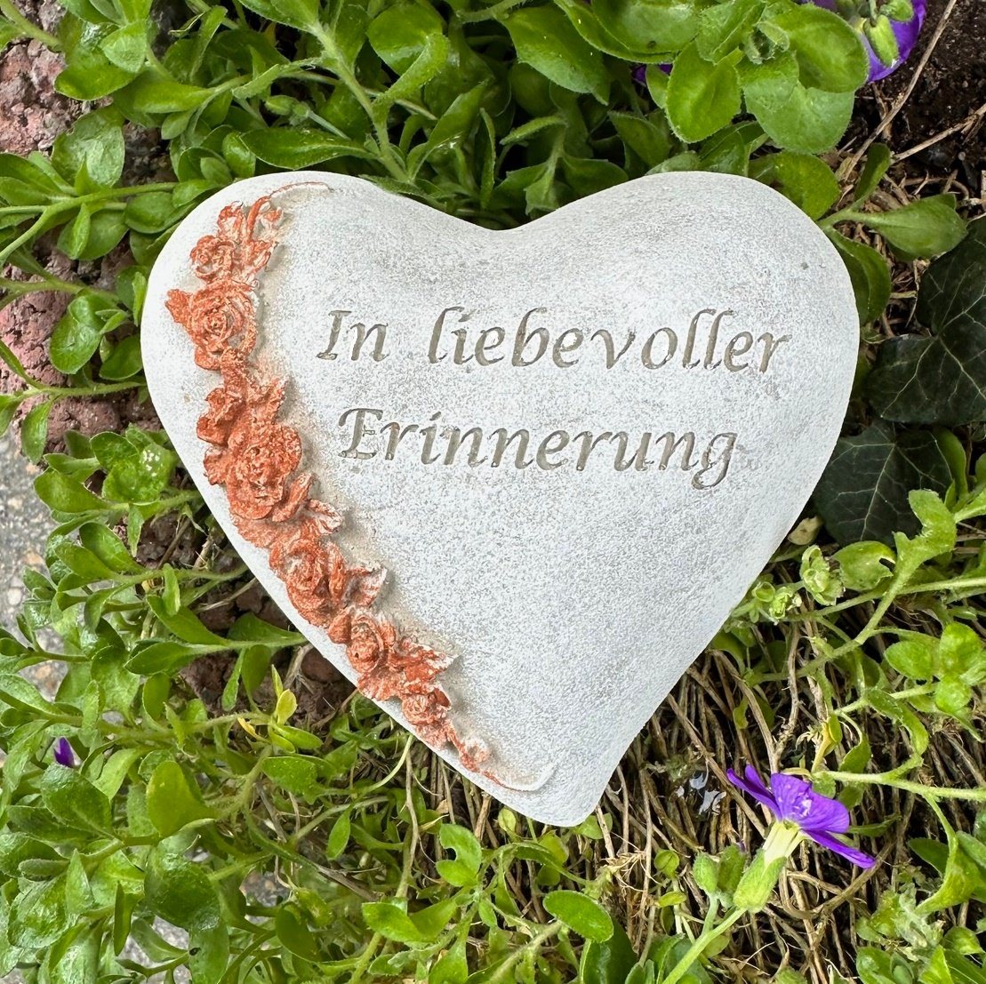 Radami Gartenfigur Kopie von Grabherz asymetrisch Spruch Grabschmuck Grab Herz - In liebe von Radami