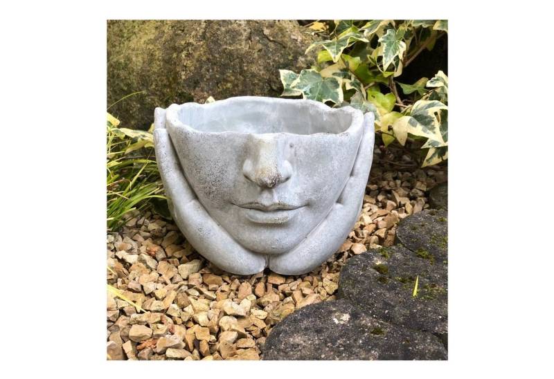 Radami Gartenfigur Pflanztopf Kopf Hand Blumentopf Übertopf Steinguss von Radami