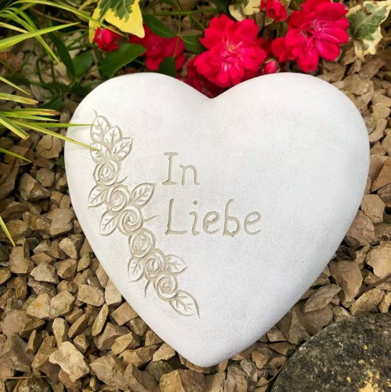 Radami Gartenfigur XXL Grabherz Spruch Grabschmuck "In Liebe"ca.1300g von Radami