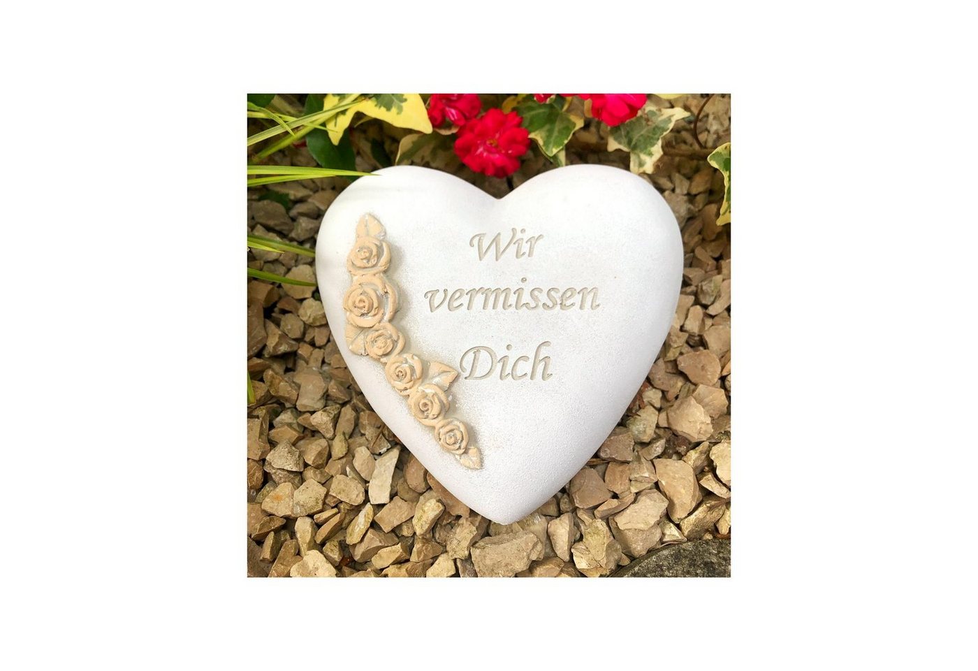 Radami Gartenfigur XXL Grabherz Spruch "Wir vermissen dich" ca.1200g Radami Gartenfigur XXL Grabherz Spruch "Wir vermissen dich" ca.1200g von Radami