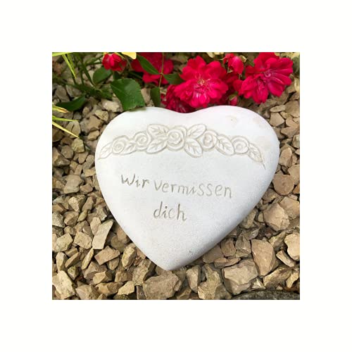 Radami Grabherz Spruch Grabschmuck Grab Herz - Wir vermissen Dich - ca.600g von Radami