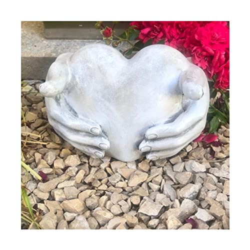 Radami Herz in Hände Skulptur Grabschmuck Grab Dekoration Grabherz Grabdekoration von Radami