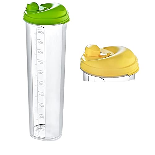 Radami Öl - und Dressingshaker Messbecher Aufbewahrungsbox Dressing Shaker Set - 2 STÜCK 1x 1000ml und 1 x 500ml von Radami