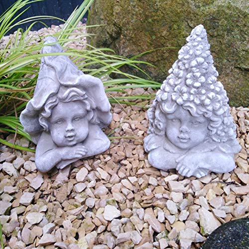 Radami Steinfigur Elfe Gartenfigur Figur Steinguss frostfest Dekofigur Gartendeko (Elfenpaar) von Radami