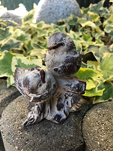 Radami Vogelpaar Gartenfigur Handbemalt Figur Steinguss Gartendekoration Spatz #4 von Radami