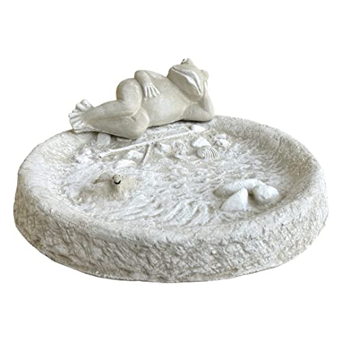 Radami Vogeltränke Vogelbad Wasserstelle Vogelbecken Schildkröte GRAU mit Frosch ca. 5kg von Radami
