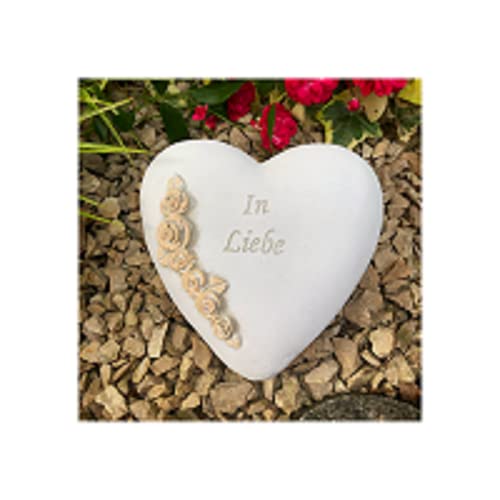Radami XXL Grabherz Spruch Grabschmuck Grab Herz - In Liebe - ca.1200g Rosenranke Sand von Radami