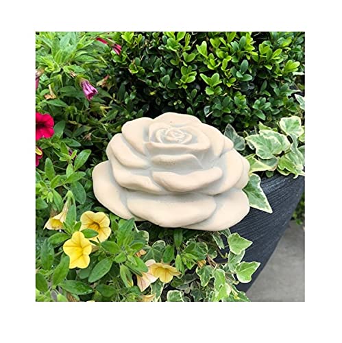 Radami XXL Stein Rose Rosenblüte Blüte Blumen Steinguss frostfest wetterfest Garten Deko Sand 15cm 1kg von Radami