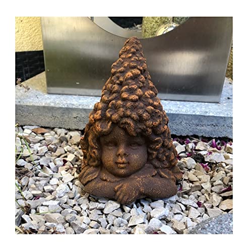 Steinfigur Elfe Gartenfigur Figur Steinguss frostfest Dekofigur Gartendeko (Elfe Blüte Rost) von Radami