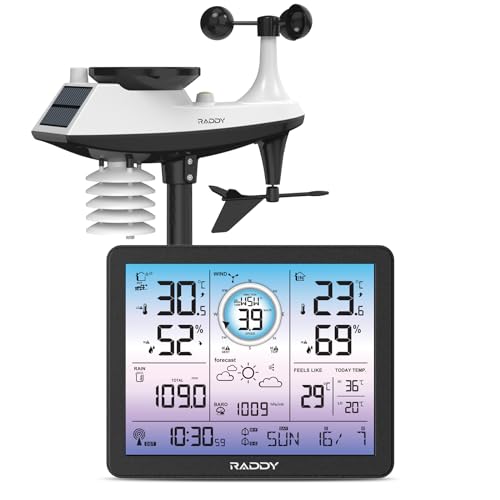 Raddy VP7 Wetterstation Funk mit Außensensor, 7,4'' Digital Display DCF, Thermometer Hygrometer mit Wettervorhersage und Barometer Raddy VP7 Wetterstation Funk mit Außensensor, 7,4'' Digital Display DCF, Thermometer Hygrometer mit Wettervorhersage und Barometer von Raddy