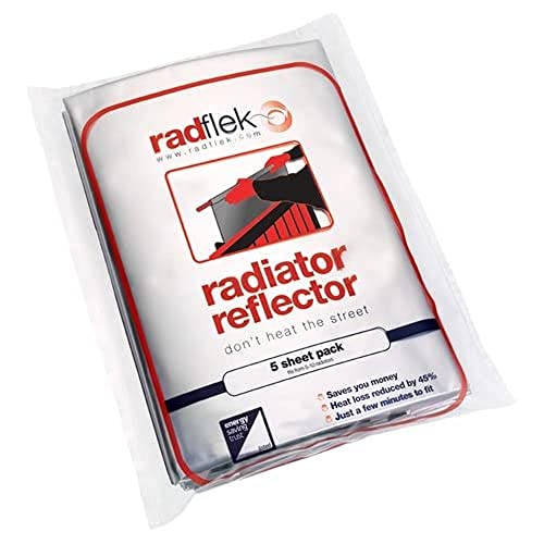 Radflek Reflexionsfolie für Heizkörper, mit reflektierendem Radstik-Klebeband, 5 Radflek-Folien / 4 Radstik-Streifen, für 10 oder mehr Heizkörper von Radflek