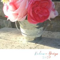 Traum 20 Verschiedene Rosa Oder Rote Rosensträußchen in Einem Kleinen Silbernen Eimer | Blumen Sind Inklusive(Seidenblumen von RadianceDesignShop