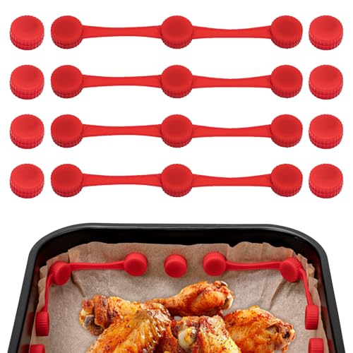 4 Sets Air Fryer Magnet Silikon Schnalle, Magnetische Backpapier Befestigungsschnalle, Silikon-Magnetclips für das Backpapier in der Heißluftfritteuse, Für Airfryer Zubehör (Rot) von Radianeroryi