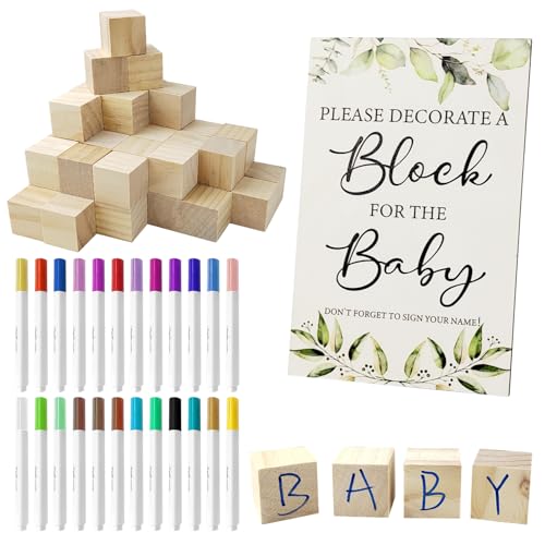 75 Stück Babyparty Spiele Set, Das lustigste Baby Party Spiele Aller Zeiten, Holz Kreativität Interaktion Baby Shower Deko mit Farbstift, für babyparty Junge und Mädchen (1 Set) von Radianeroryi
