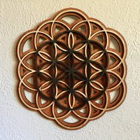 Blume Des Lebens Und Der Samen 12"- Natur Schwarz Mit Einer Roten Basis - Heilige Geometrie von RadiantHeartsLLC