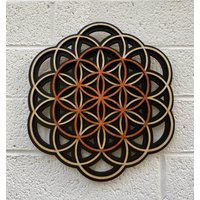 Blume Des Lebens Und Samen 30 cm - Rot Natürlich Mit Einer Schwarzen Basis Heilige Geometrie von RadiantHeartsLLC