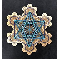Fraktale Metatron Würfel 12" Oder 17, 5" - Blau Verblassen Und Silber Heilige Geometrie von RadiantHeartsLLC
