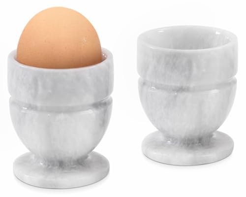 RADICALn Eierbecher, weiß, 2er-Set, Küchenhelfer, handgefertigte Eierhalter aus Marmor für kleine Esstische — Tischdekoration von Radicaln
