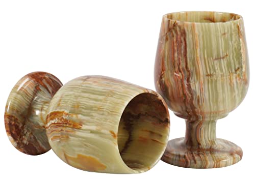 Radicaln Weingläser aus Marmor, 2er-Set, grüner Onyx, 14 x 9 cm, 250 ml, handgefertigtes Weinglas-Set — Champagnergläser aus Marmorstein von Radicaln