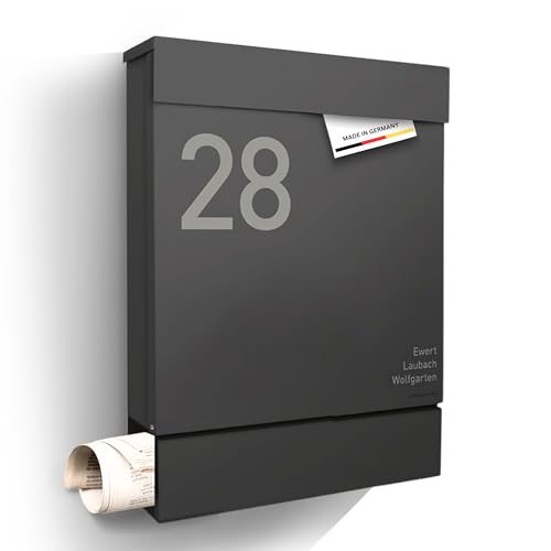 Radius® Designer Briefkasten - personalisiert mit Lasergravur - 10 Jahre Funktions- und Korrosionsgarantie - Postkasten inkl. Montagematerial – Letterman M Anthrazit Radius® Designer Briefkasten - personalisiert mit Lasergravur - 10 Jahre Funktions- und Korrosionsgarantie - Postkasten inkl. Montagematerial – Letterman M Anthrazit von Radius Design