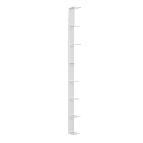 Radius Booksbaum 2 Wand groß Weiß – Bücherregal aus pulverbeschichtetem Stahl, 15 x 170 x 15,5 cm für ca. 130 Bücher, Tragkraft 6,5 kg je Boden, Elegantes Wandregal (725B) von Radius