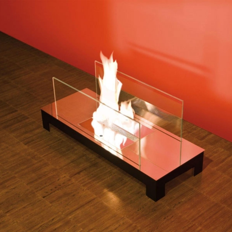 Radius - Floor Flame Kaminfeuer - edelstahl, transparent/Edelstahl/LxBxH 78x30x31cm von Radius