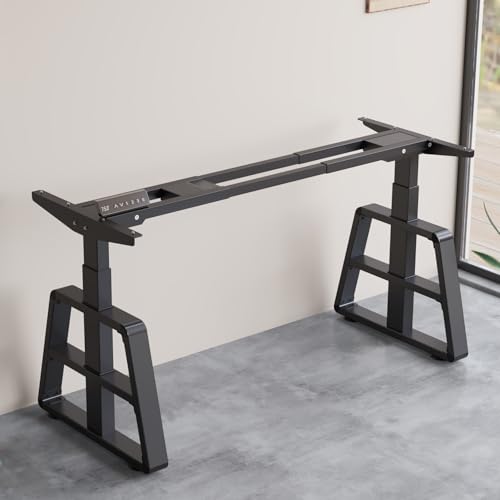Radlove Dual Motor höhenverstellbare Schreibtisch Rahmen, verstellbare tischgestell Stehpult Beine für 120 bis 178cm Tischplatte mit 4 Memory-Steuerung (Schwarz+Zylindrische trapezförmige Schenkel) von Radlove