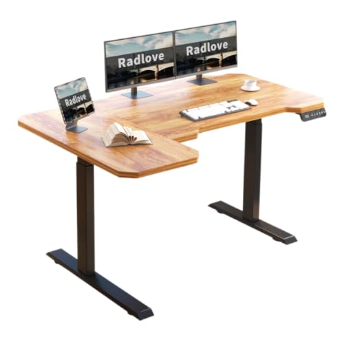 Radlove Elektrisch Höhenverstellbarer Eckschreibtisch L-Form mit Doppelmotor & LED-Anzeige, 150 x 78 cm Stehpult Verstellbarer Schreibtisch für Home Office & Büro, Antik Holzoptik von Radlove