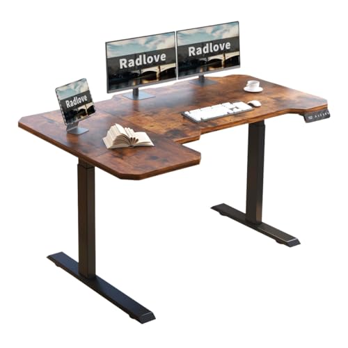 Radlove Elektrisch Höhenverstellbarer Eckschreibtisch L-Form mit Doppelmotor & LED-Anzeige, 150 x 78 cm Stehpult Verstellbarer Schreibtisch für Home Office & Büro, Braun von Radlove