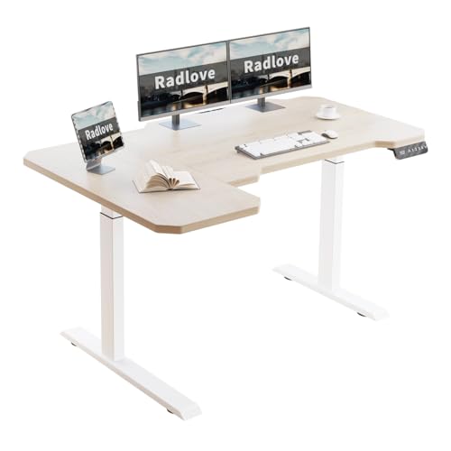 Radlove Elektrisch Höhenverstellbarer Eckschreibtisch L-Form mit Doppelmotor & LED-Anzeige, 150 x 78 cm Stehpult Verstellbarer Schreibtisch für Home Office & Büro, Eiche von Radlove