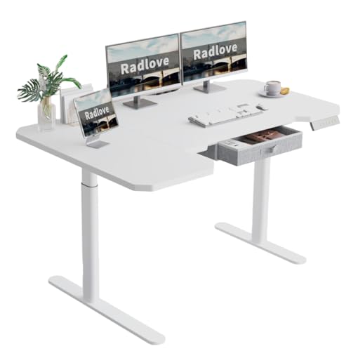 Radlove Elektrisch Höhenverstellbarer Eckschreibtisch L-Form mit Doppelmotor & LED-Anzeige, 150 x 78 cm Stehpult Verstellbarer Schreibtisch für Home Office & Büro, Weiß von Radlove