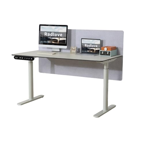 Radlove Elektrisch höhenverstellbarer Schreibtisch mit Trennwand & Doppelmotor, 150x75 cm, LED-Anzeige, USB-C – Verstellbarer Bürotisch für Homeoffice von Radlove