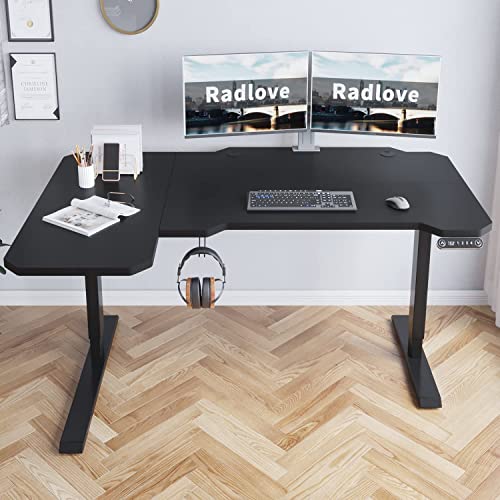 Radlove Schreibtisch Höhenverstellbar Elektrisch, 150CM L Form Stehpult，Stehschreibtisch mit 4 Memory-Steuerung mit Tischplatte 2-Fach-Teleskop Stehschreibtisch, Spleißbrett von Radlove