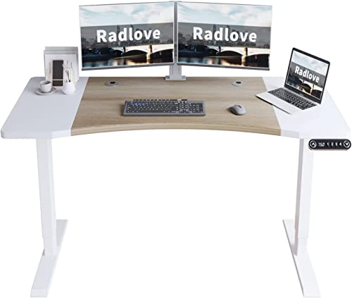 Radlove Schreibtisch Höhenverstellbar Elektrisch Stehpult，160 x 76 cm Stehschreibtisch mit 4 Memory-Steuerung mit Tischplatte 2-Fach-Teleskop Stehschreibtisch, Spleißbrett von Radlove