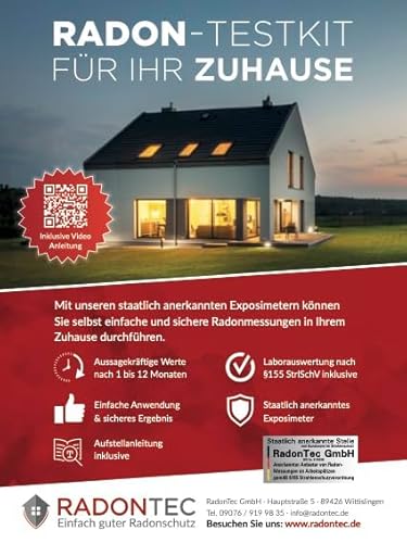 RadonTec | PRD Set für Radon Messungen zu Hause: 2 PRD Exposimeter + Sicherungskit inkl Auswertung im akkreditierten Prüflabor ALTRAC u. Prüfbericht, einfache Messung der Radon-Aktivitätskonzentration von RadonTec