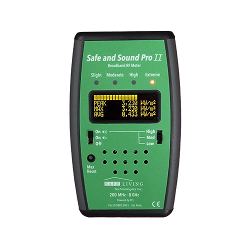 Safe & Sound Pro II HF-Detektor | Messung elektromagnetischer Strahlung für Gesundheit und Wohlbefinden | Strahlungsdetektor für elektromagnetische Felder | EMF-Messgerät von RadonTec