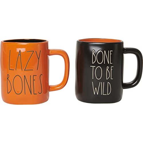 Rae Dunn Halloween-Tassen-Set – 2er-Pack (je 553 ml) (Lazy Bones/Bone To Be Wild) von Rae Dunn