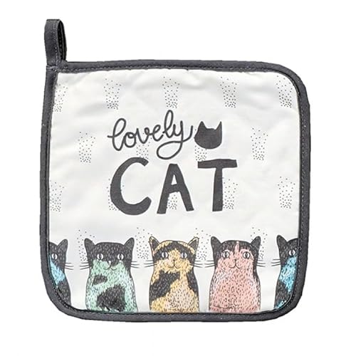 Raebel OHG 2er Set Geschirrtücher Küchentücher Trockentücher Topflappen Ofenhandschuhe Bedruckt mit Katzen Ecru bunt (2er Set Topflappen) von Raebel OHG