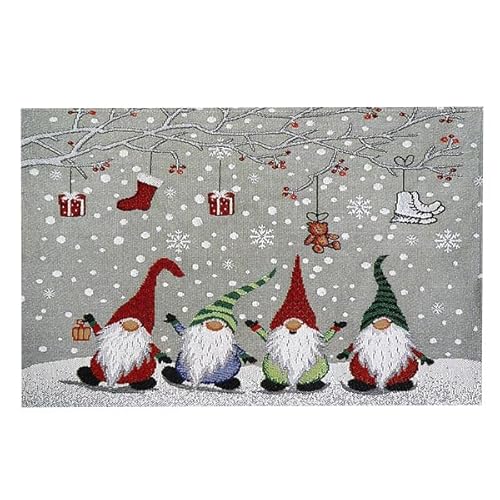 2er Set Tischset Mitteldecke Tischläufer Gobelin Winter Weihnachten Verschiedene Motive Baumwollmischung (4 Wichtel) von Raebel OHG